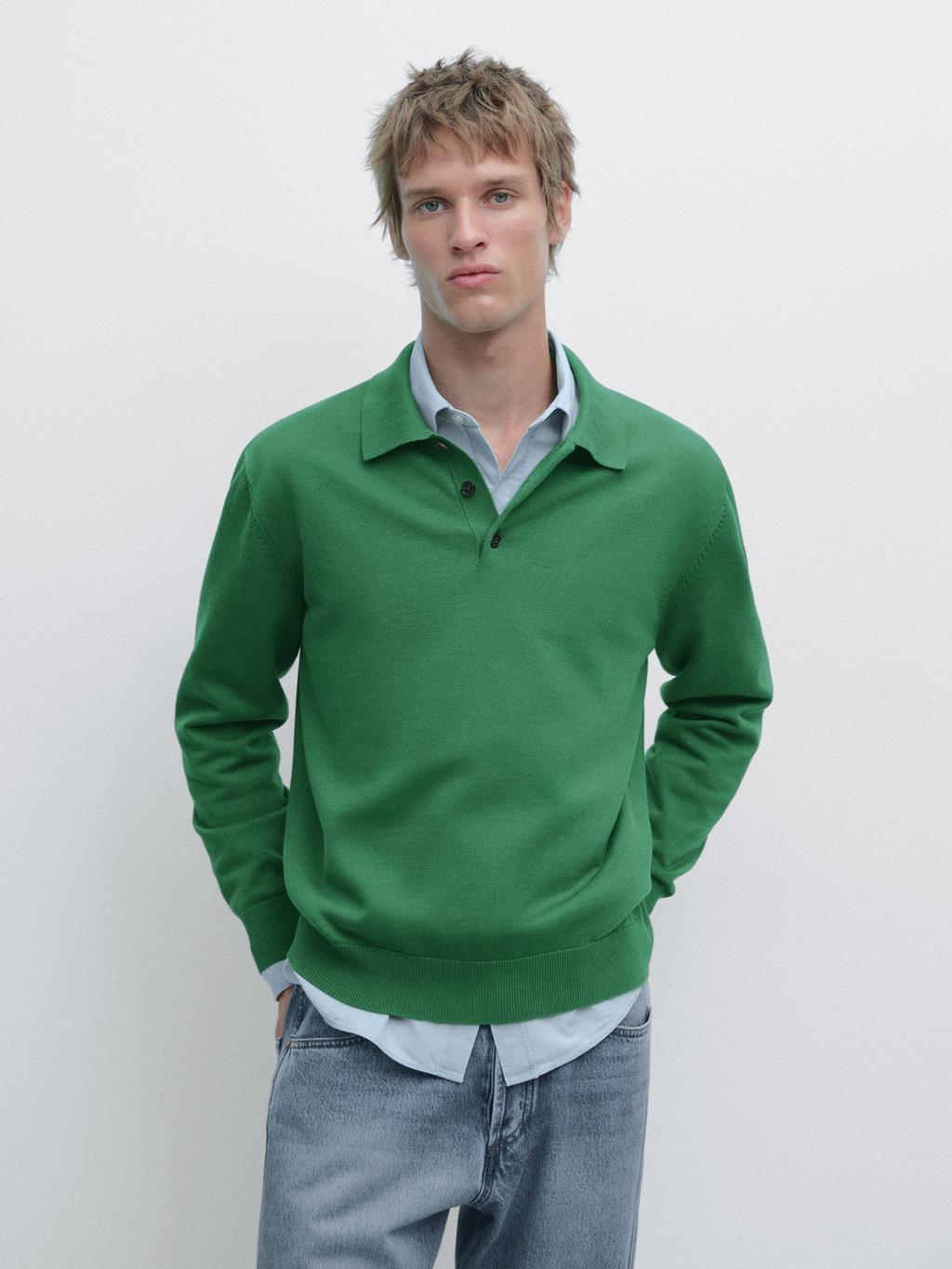 Massimo Dutti Polo Collar Sweater - Black