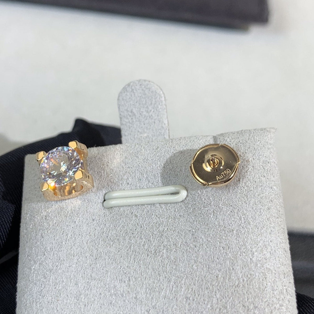 CARTIER 6MM DIAMOND PINK GOLD STUD EARRINGS