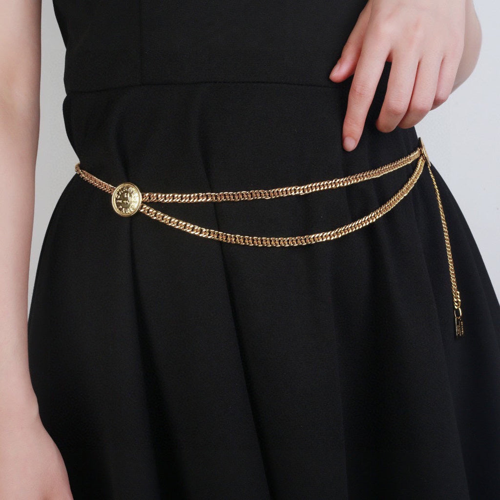 CHANEL 25S CHAIN BELT IN GOLD METALLIC 614473