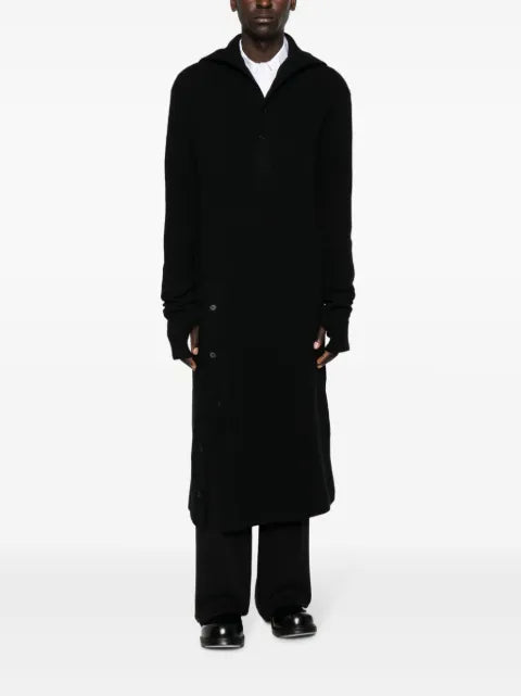 Yohji Yamamoto hooded glove-sleeves maxi cardigan
