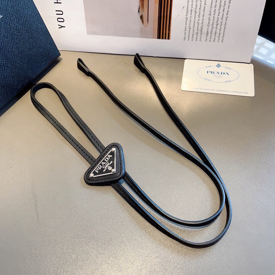 Prada Style Men's Triangle Logo Bolo Tie