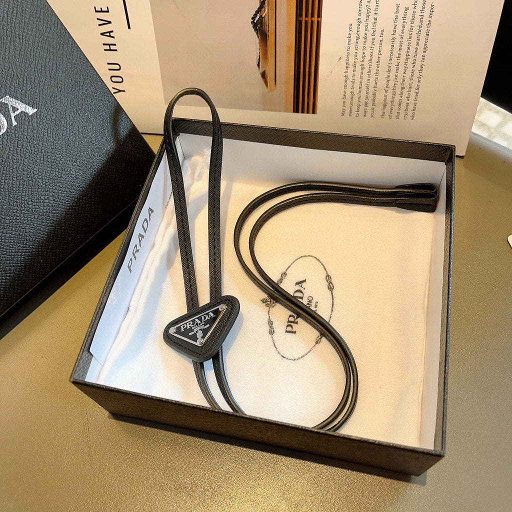 Prada Style Men's Triangle Logo Bolo Tie