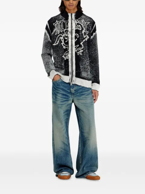 Diesel graphic-print zip-up cardigan