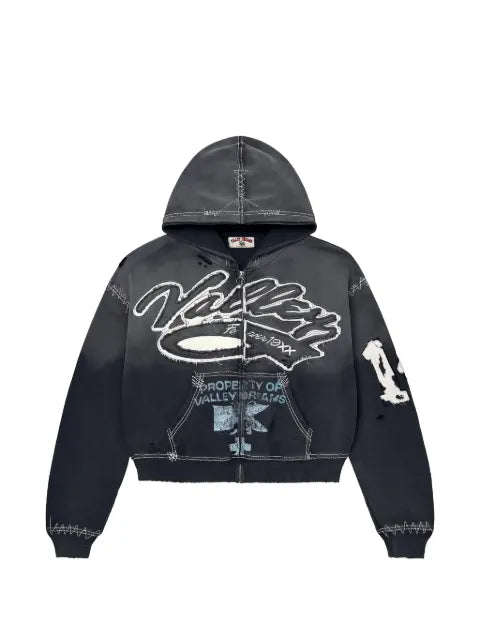 Vale logo-patch zip-up hoodie