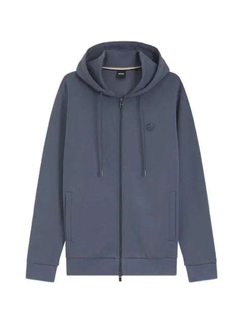 BOSS cotton-blend zip-up hoodie with Double B monogram