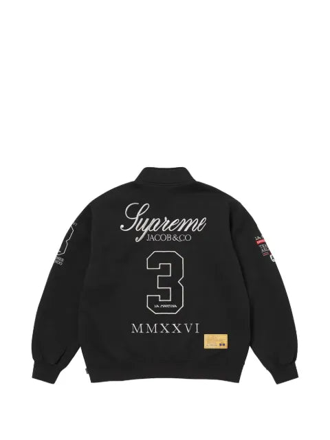 Supreme logo-embroidered zip-up sweatshirt