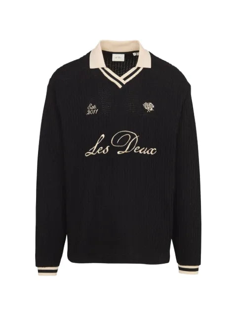 Les Deux logo-embroidered V-neck sweater