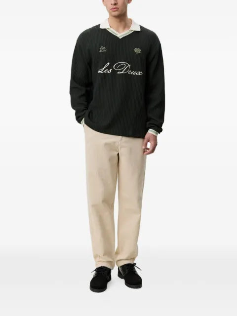 Les Deux logo-embroidered waffle-knit sweater