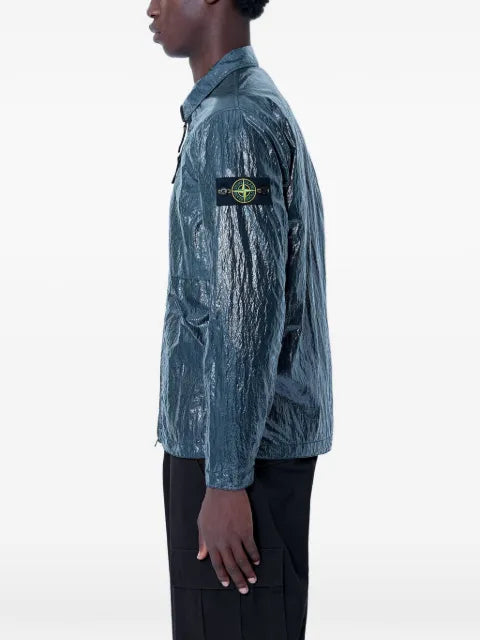 Stone Island 1200031 nylon lucido comfort-fit zip-up overshirt with chest pockets