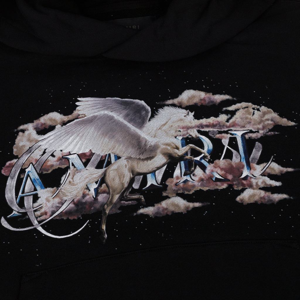 Black Pegasus Script Hoodie