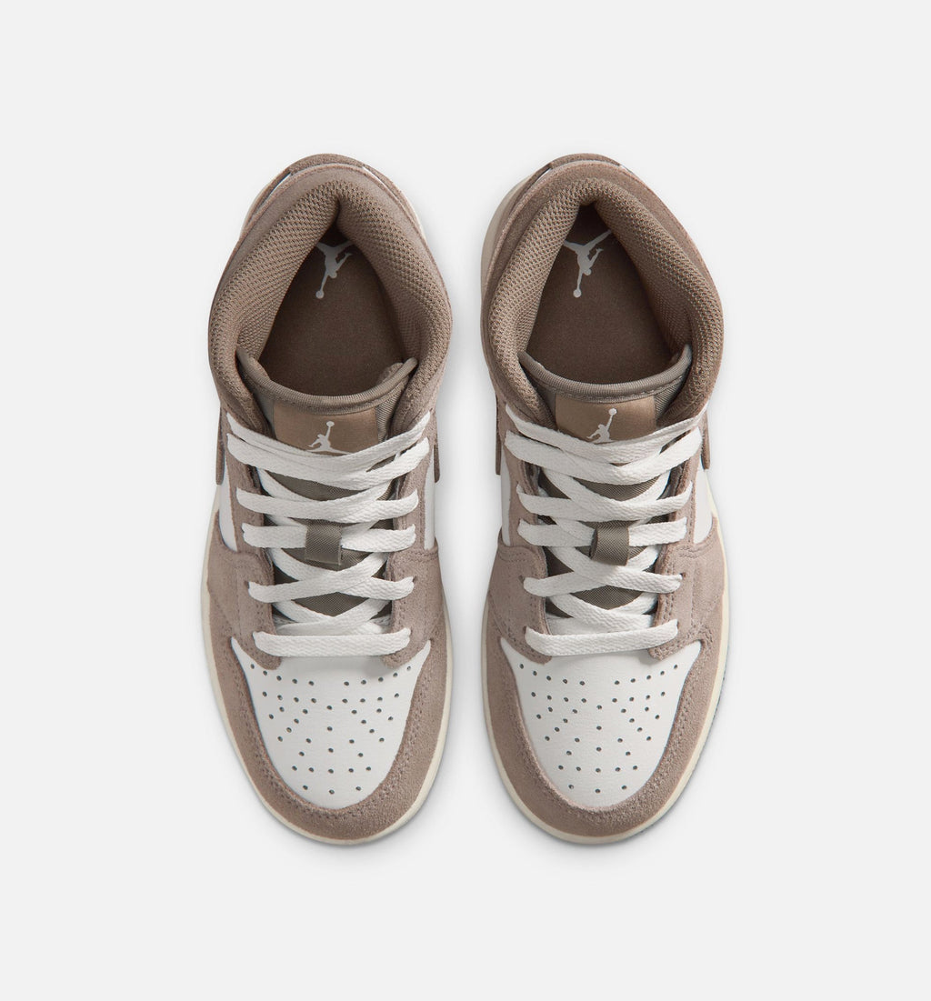 Air Jordan 1 Mid Grade School Shoes | Enigma Stone / Olive Grey / Summit White