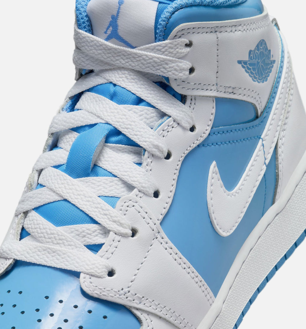 Air Jordan 1 Mid Legend Blue Grade School Sneakers - White / Legend Blue