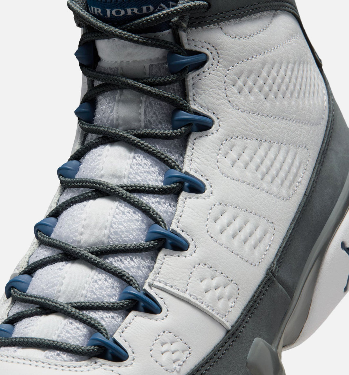 Air Jordan 9 Retro Flint Grey Men's Sneakers - White / French Blue / Flint Grey