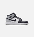 Air Jordan 1 Mid Big Kids' Lifestyle Shoes - White/Light Smoke Grey/Black