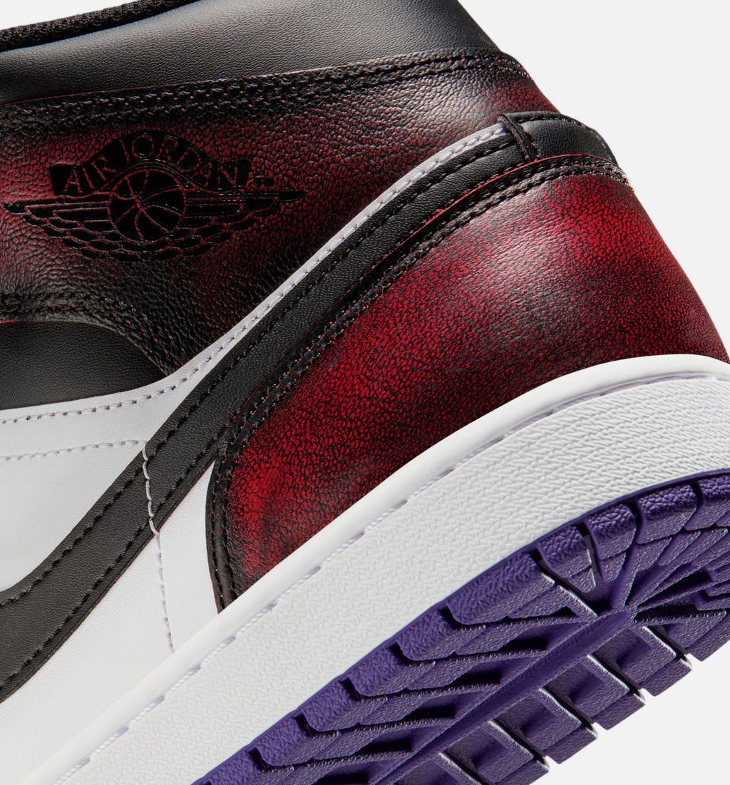 Air Jordan 1 Mid SE Men's Lifestyle Shoes - True Red White Court Purple Black