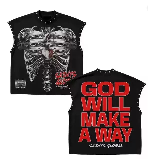 Saints Global Double-Sided Graphic Rivet Tank Top Unisex