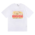 Rhude T-shirt Micro Label Castle Letter Logo Pattern Short Sleeve T-shirt Loose