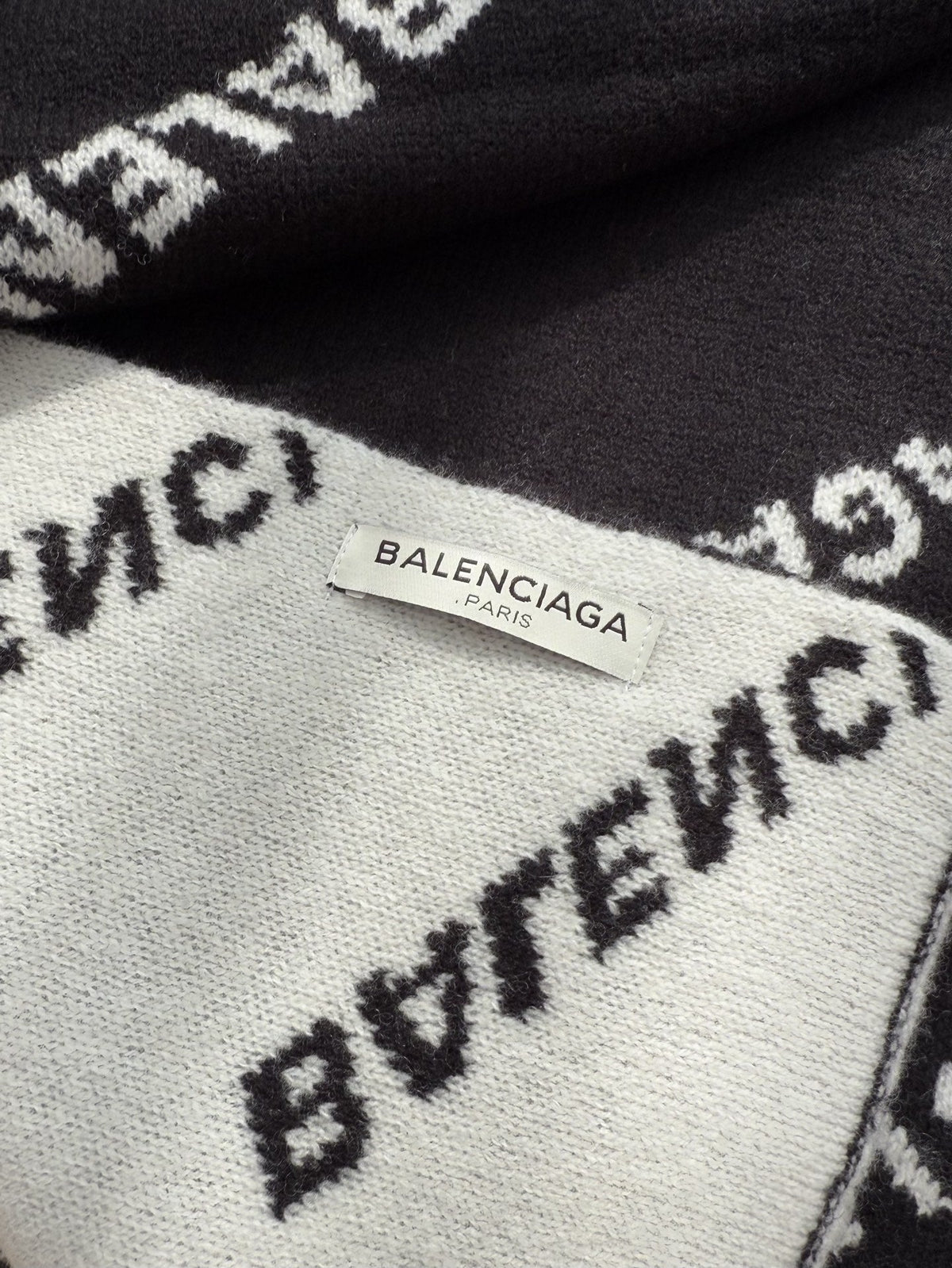 Balenciaga Style Reversible Logo Knit Scarf