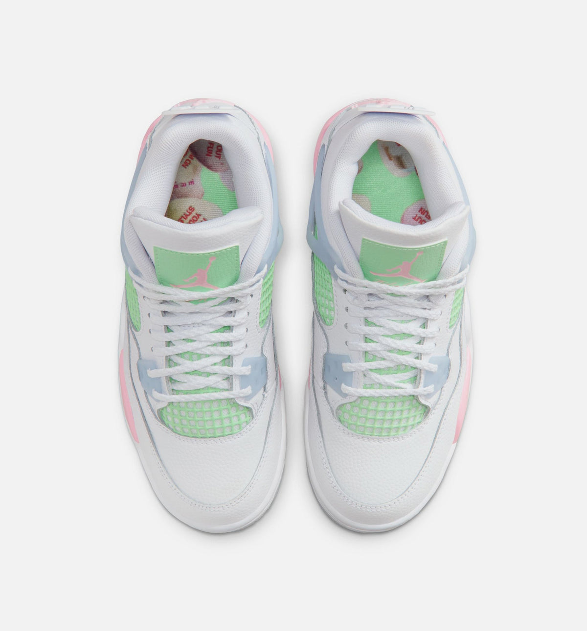 Air Jordan 4 Retro Medium Soft Pink Grade School Lifestyle Shoes - White/Medium Soft Pink/Half Blue