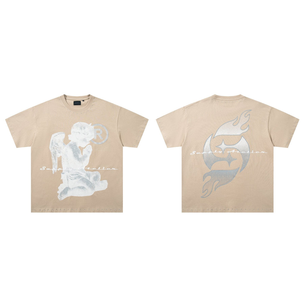 SUPPLY TEE Stud-Trim Flame Graphic T-Shirt