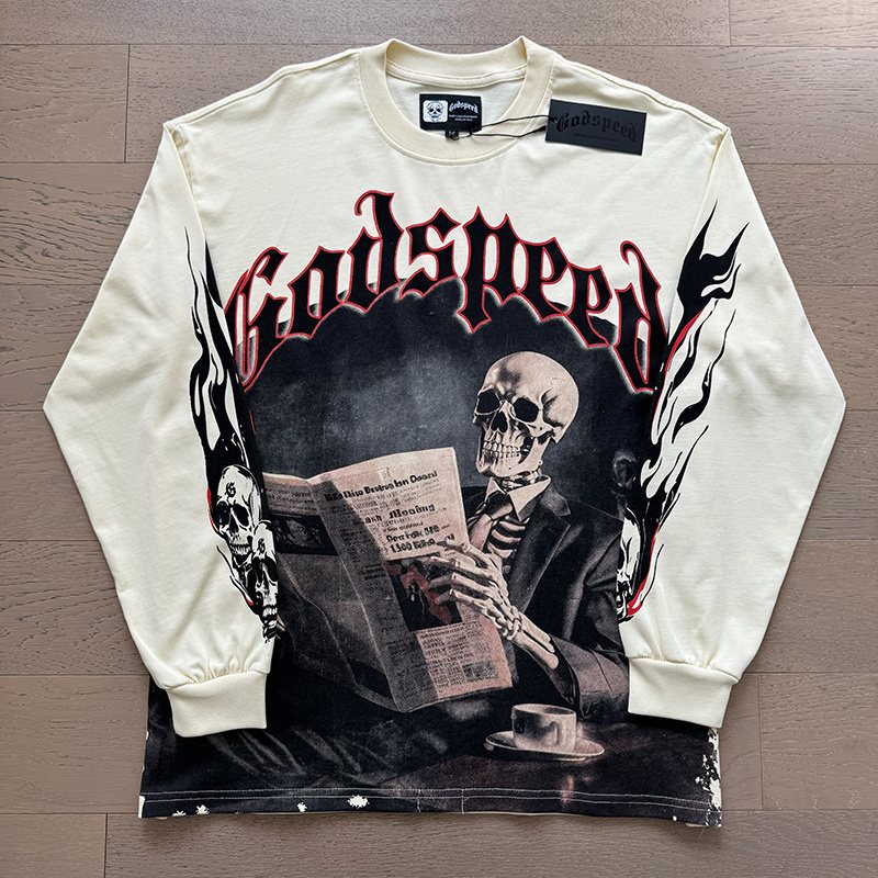 Godspeed Black Monday Skeleton Newspaper Long-Sleeve T-Shirt