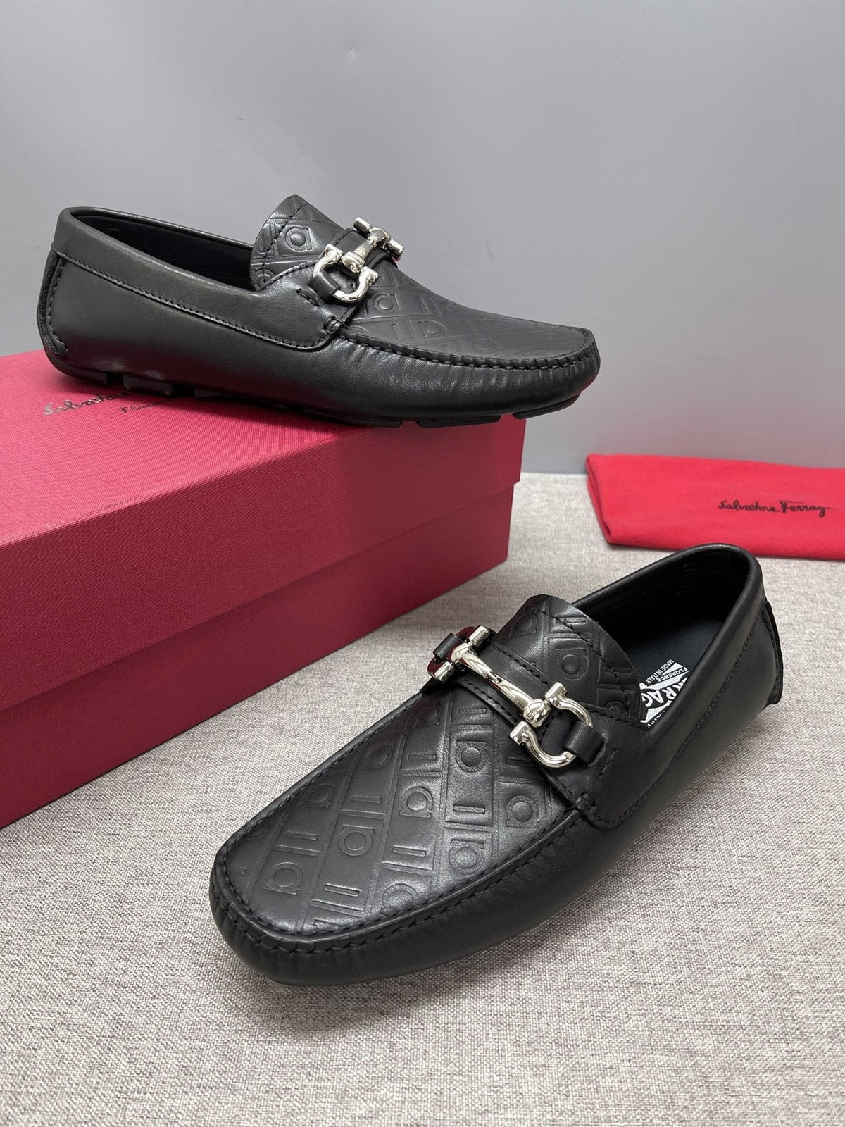 Ferragamo Men's Black Bit Driving Loafers