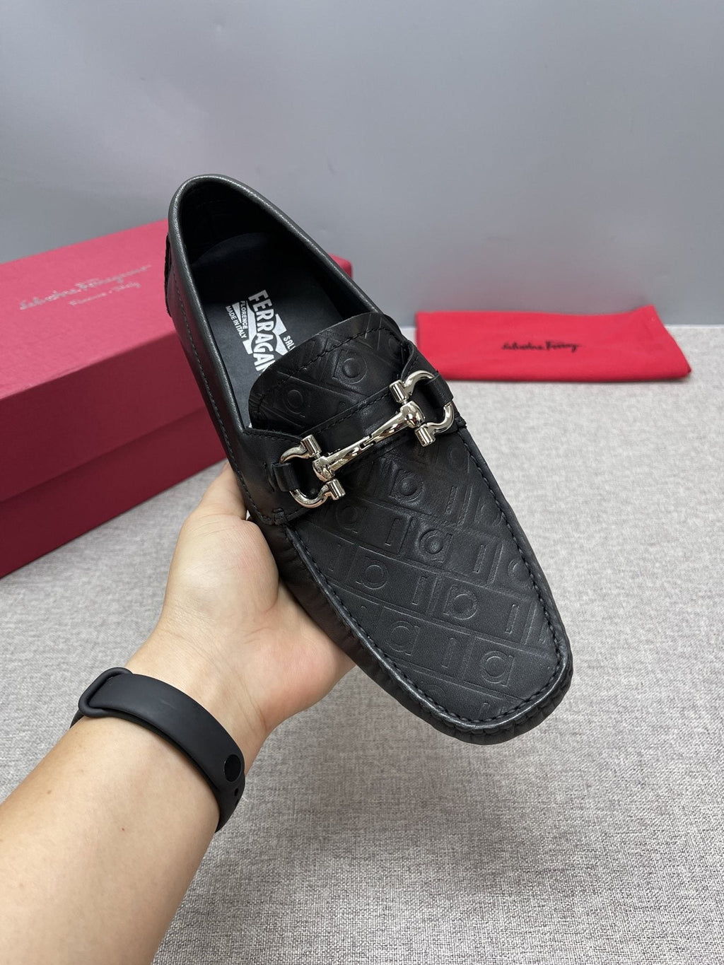 Ferragamo Men's Black Bit Driving Loafers