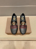 Versace Men's Black Red Stripe Slip-On Loafers