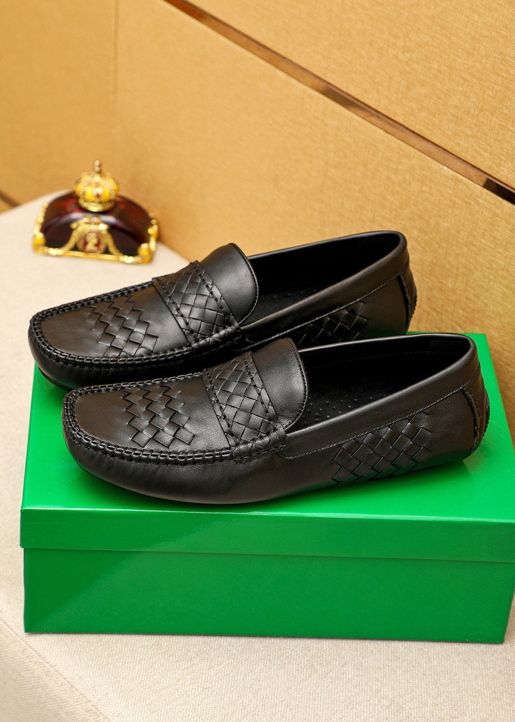 Bottega Veneta Black Woven Loafers