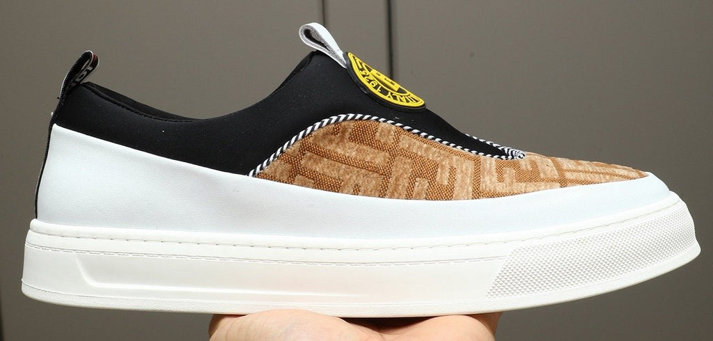 Fendi Brown Patterned Slip-On Sneakers