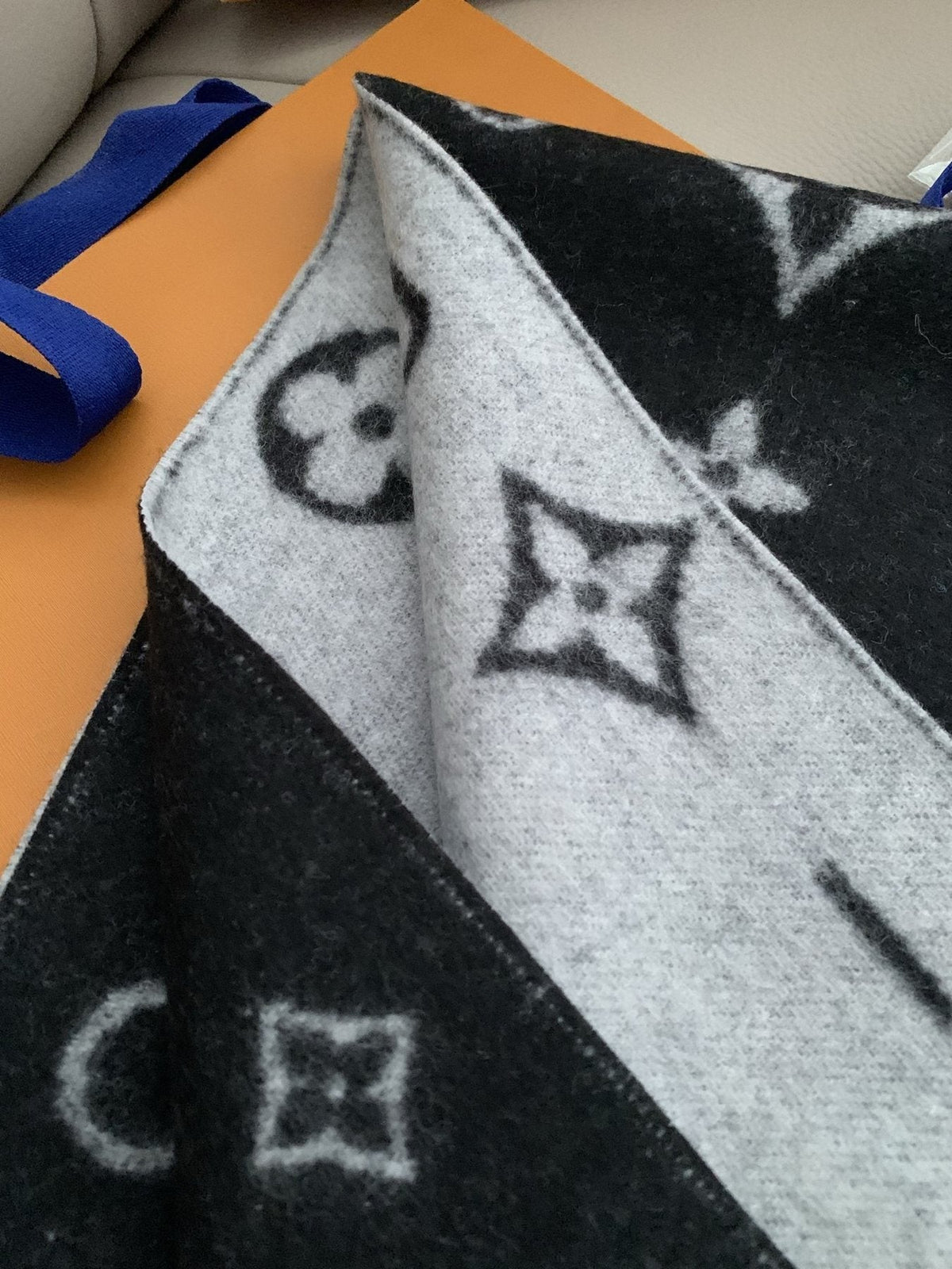 Louis Vuitton Black & Gray Reversible Scarf