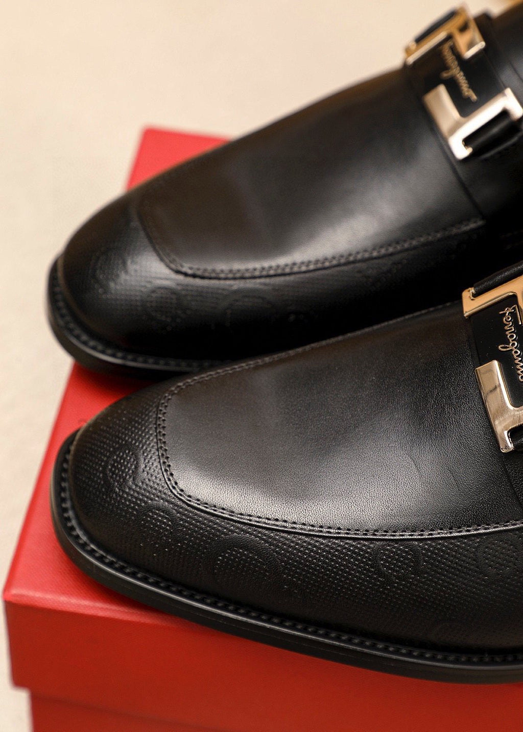 Ferragamo Black Silver-Buckle Loafers