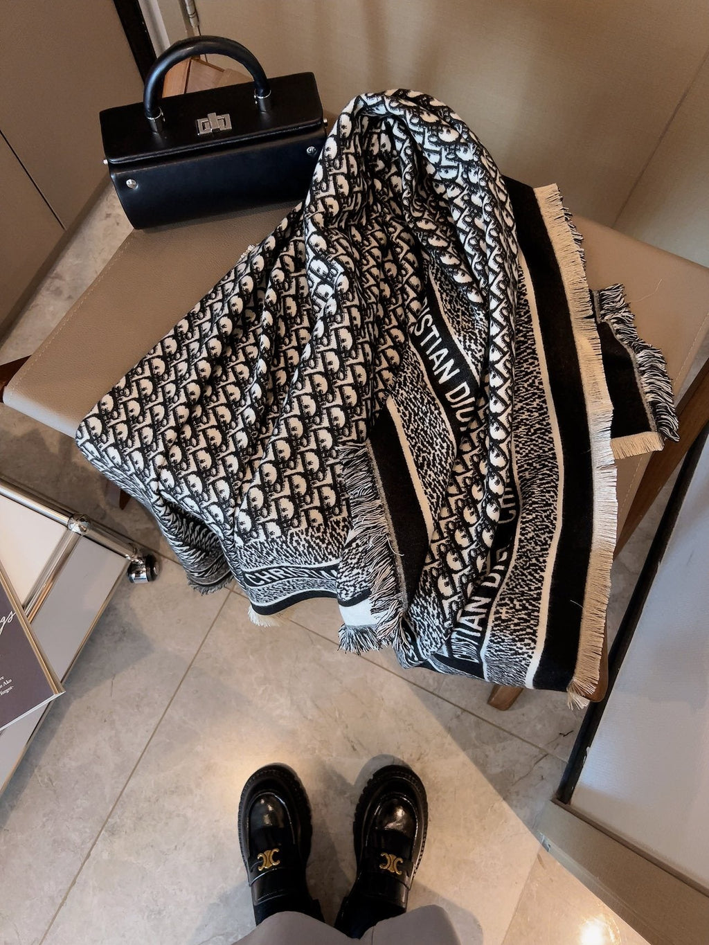 Dior Fringed Monogram Scarf