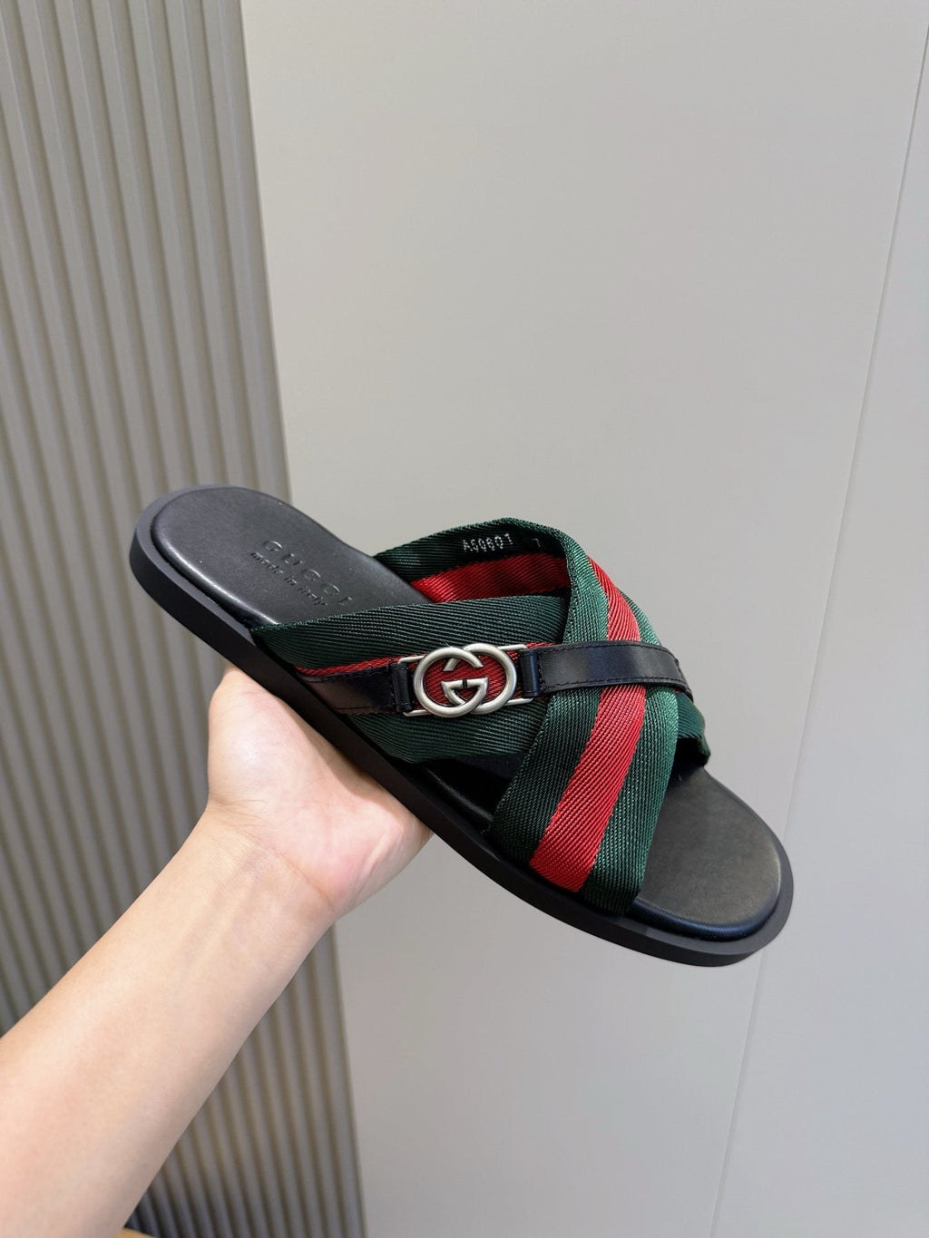 Gucci Green and Red Strap Sandals