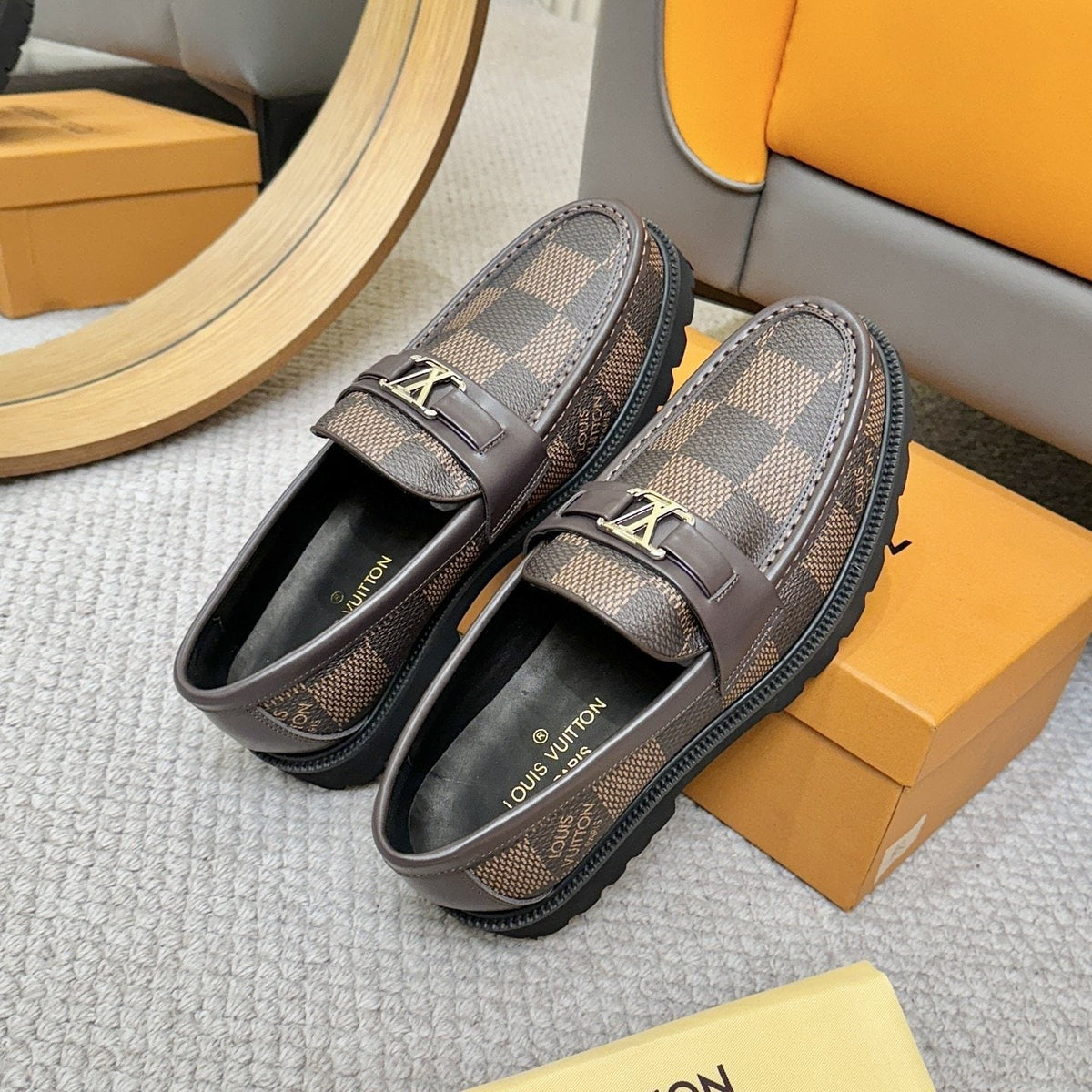 Louis Vuitton Men's Checkered Lug Sole Loafers