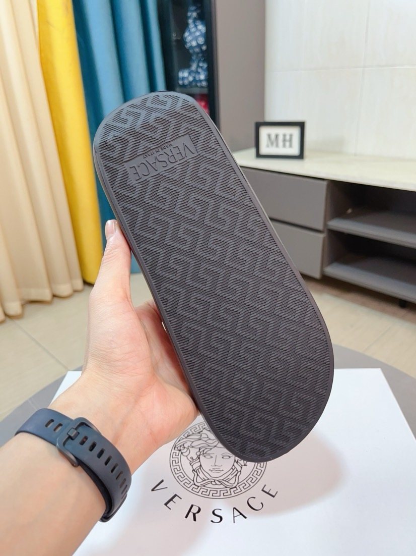 Versace Striped Slide Sandals