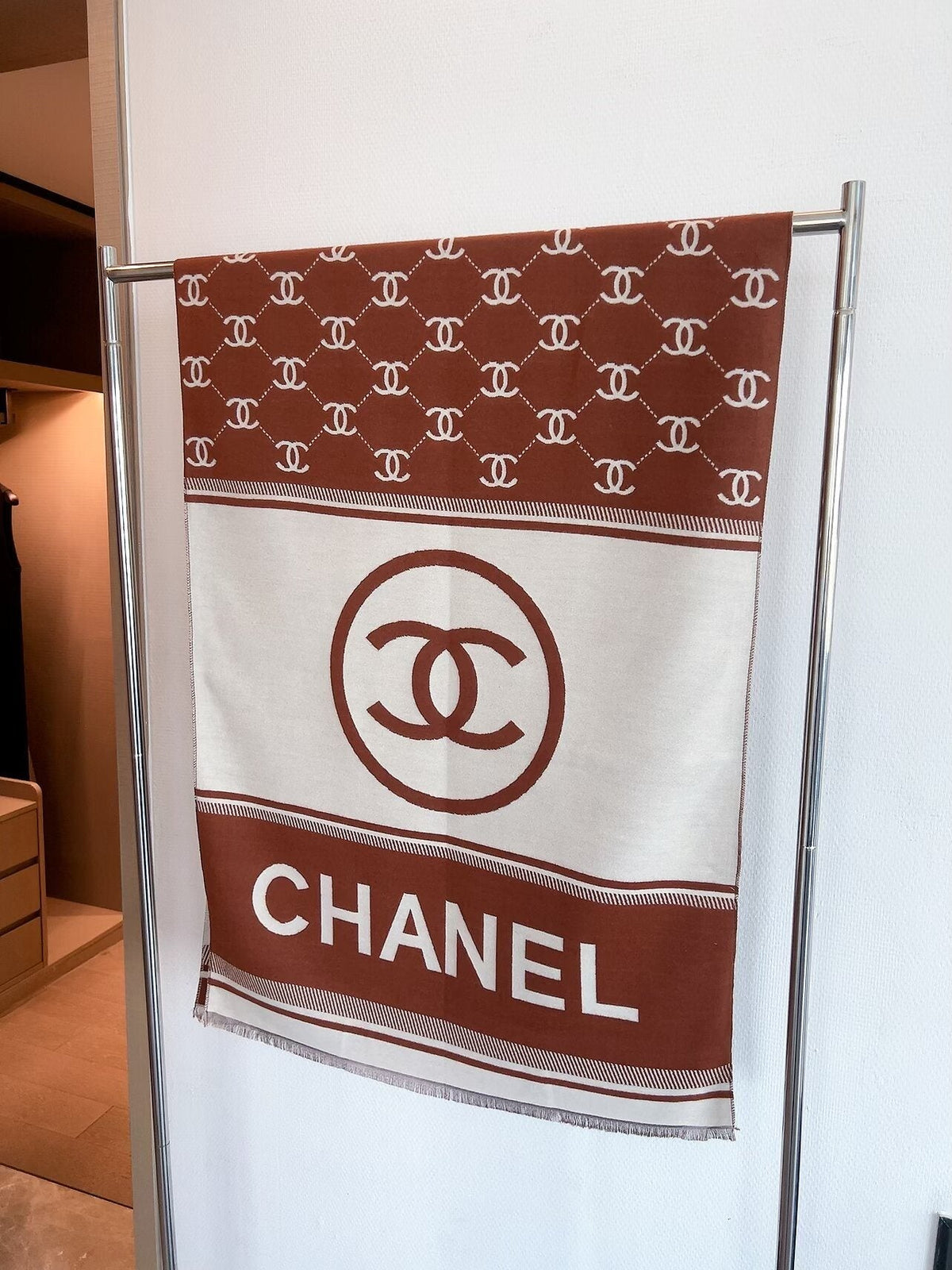 Chanel Logo Border Scarf
