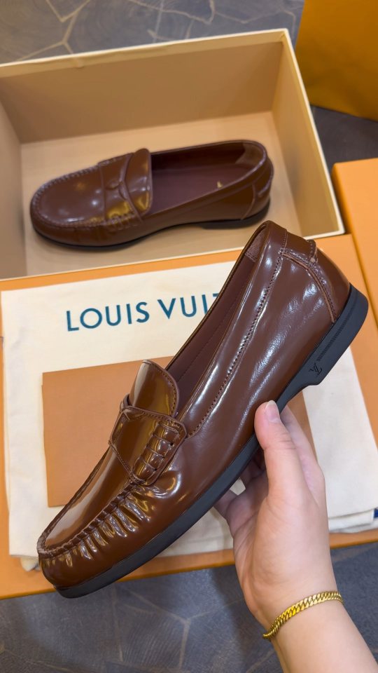 Louis Vuitton Men's Brown Penny Loafers - Leather Lining