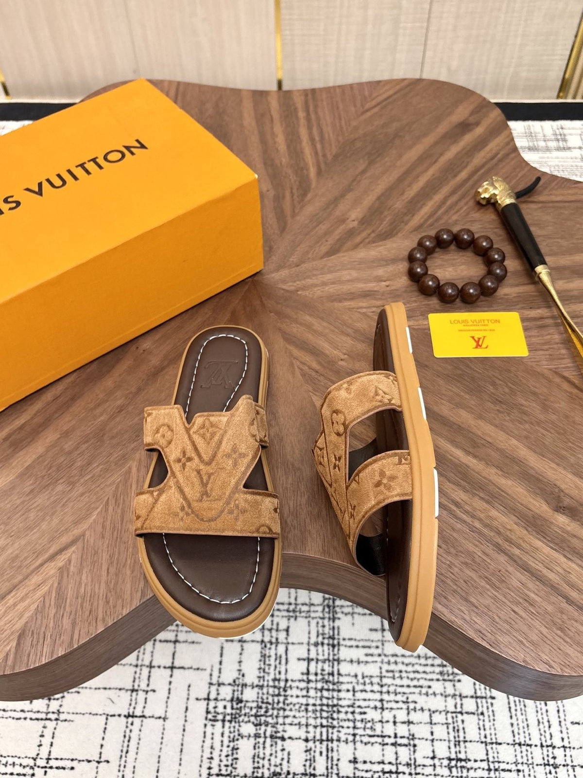 Louis Vuitton Monogram Slide Sandals - Rubber Sole