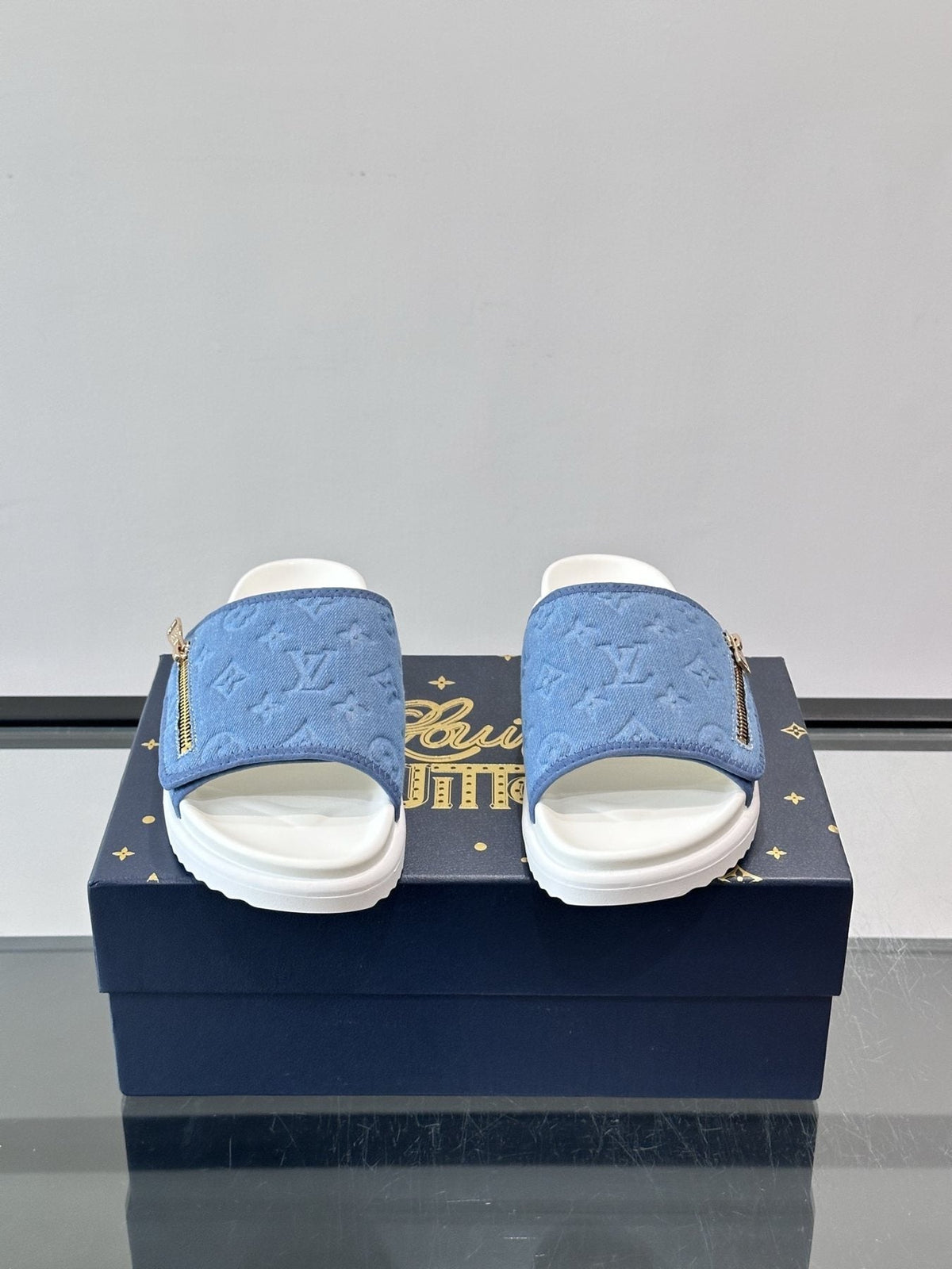 Louis Vuitton Embossed Strap Slide Sandals - Open Toe