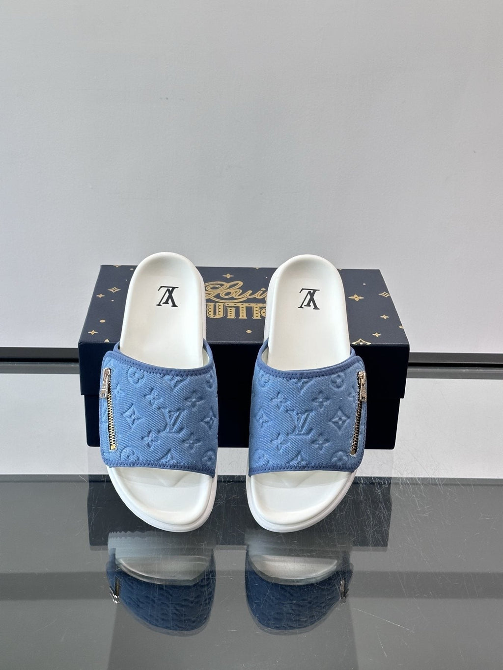 Louis Vuitton Embossed Strap Slide Sandals - Open Toe