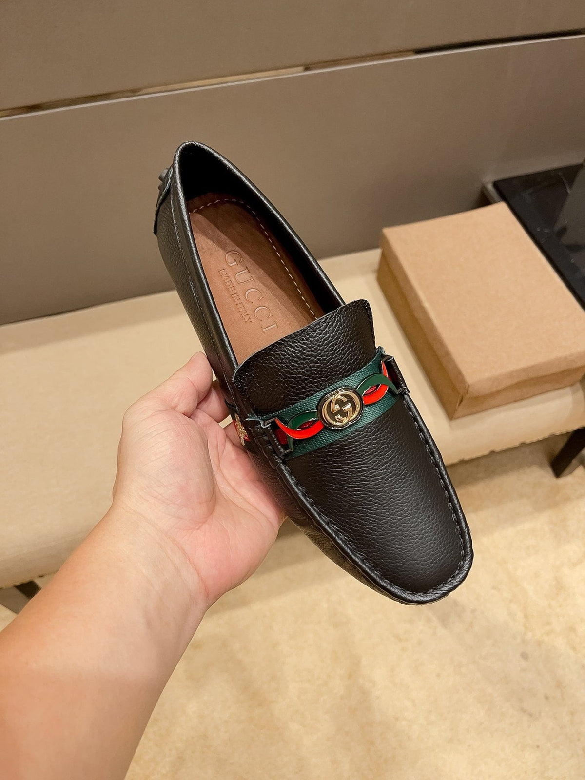 Gucci Web Accent Driving Loafers