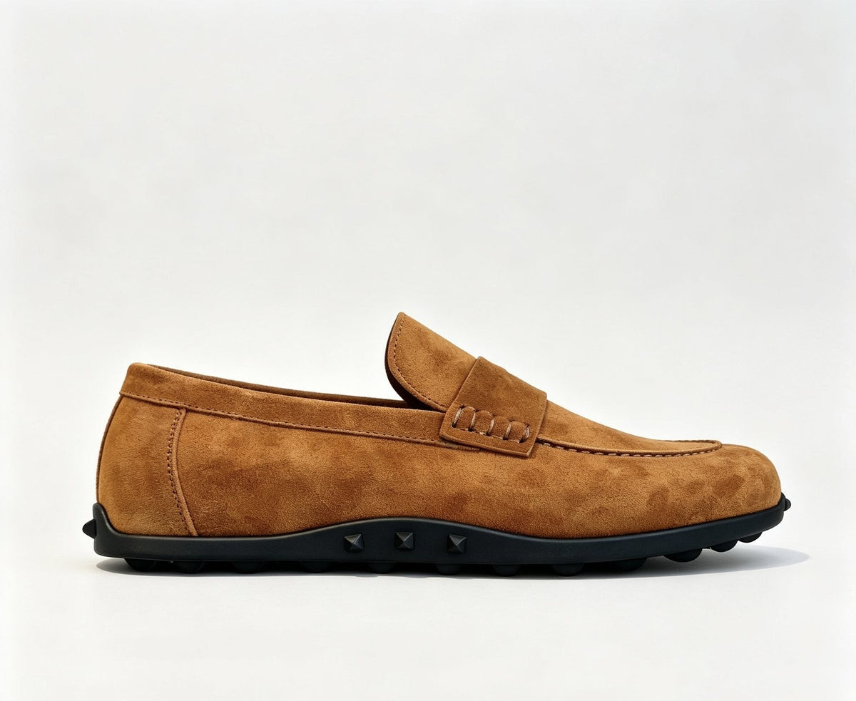 Hermès Textured Studded-Sole Loafers