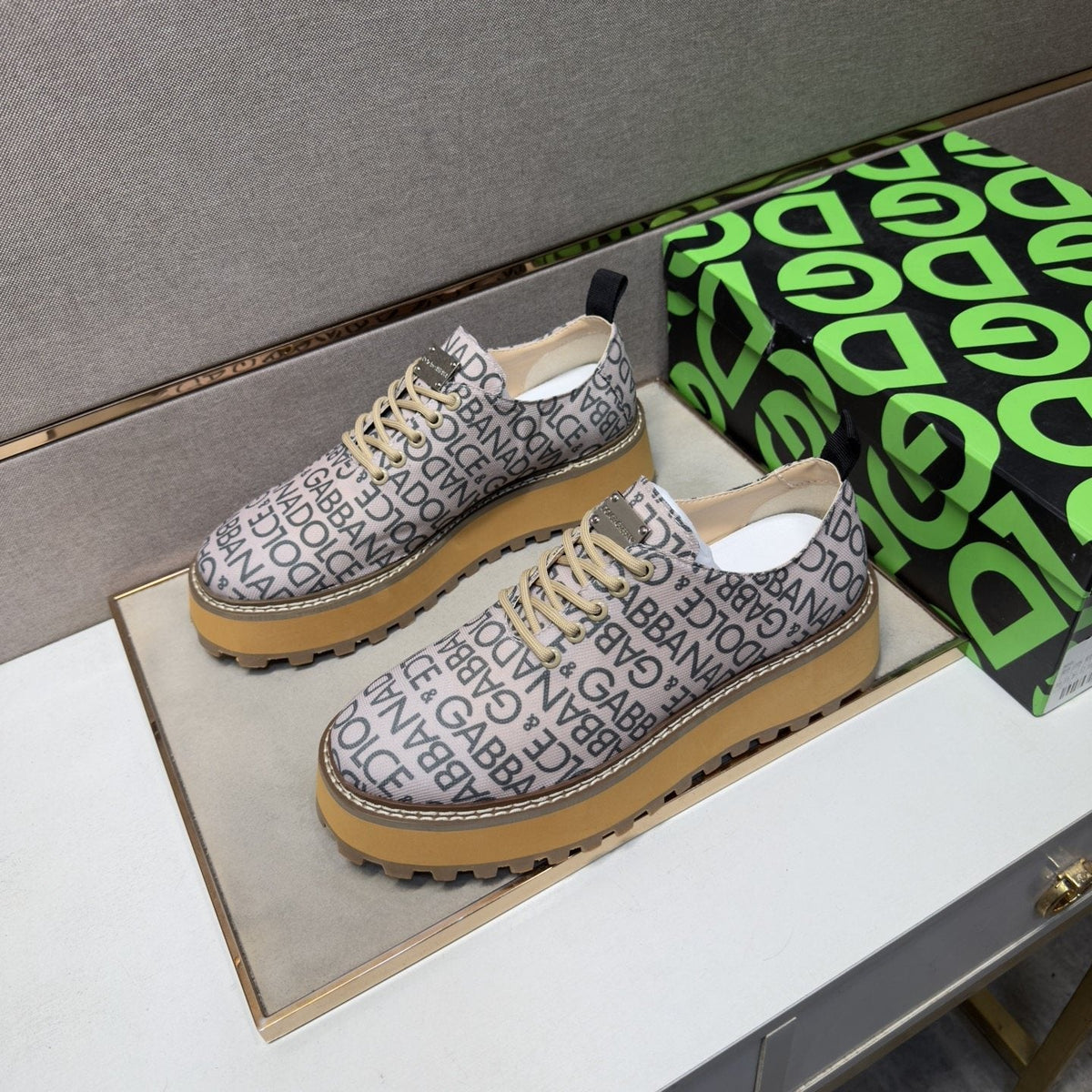Dolce & Gabbana Letter Print Lug Sole Shoes