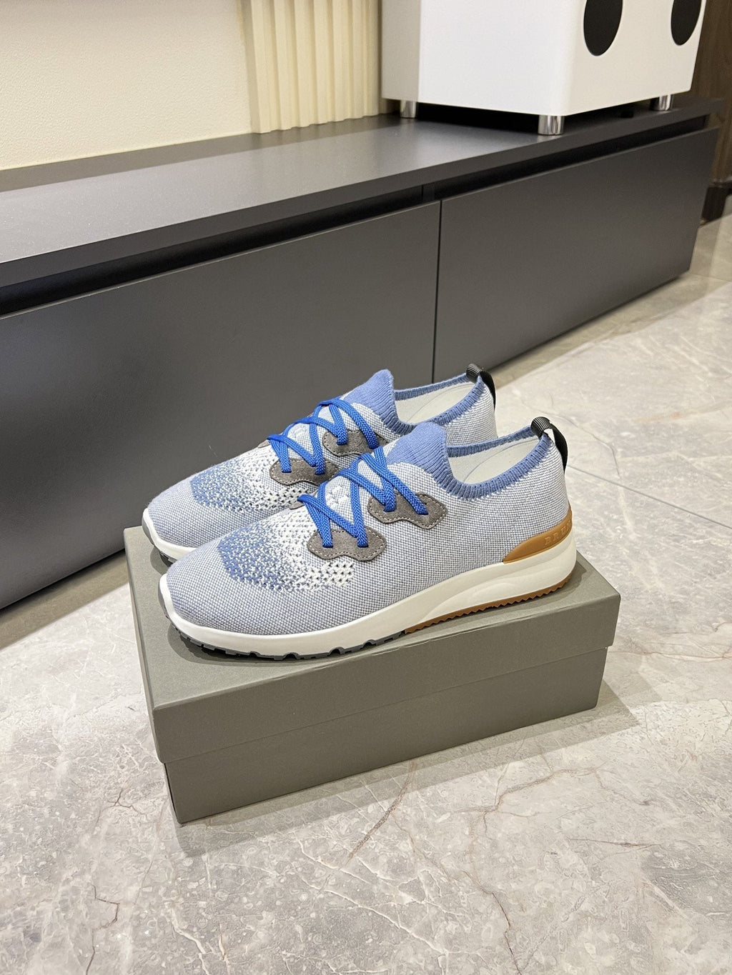 Brunello Cucinelli Men's Color-Block Knit Sneakers