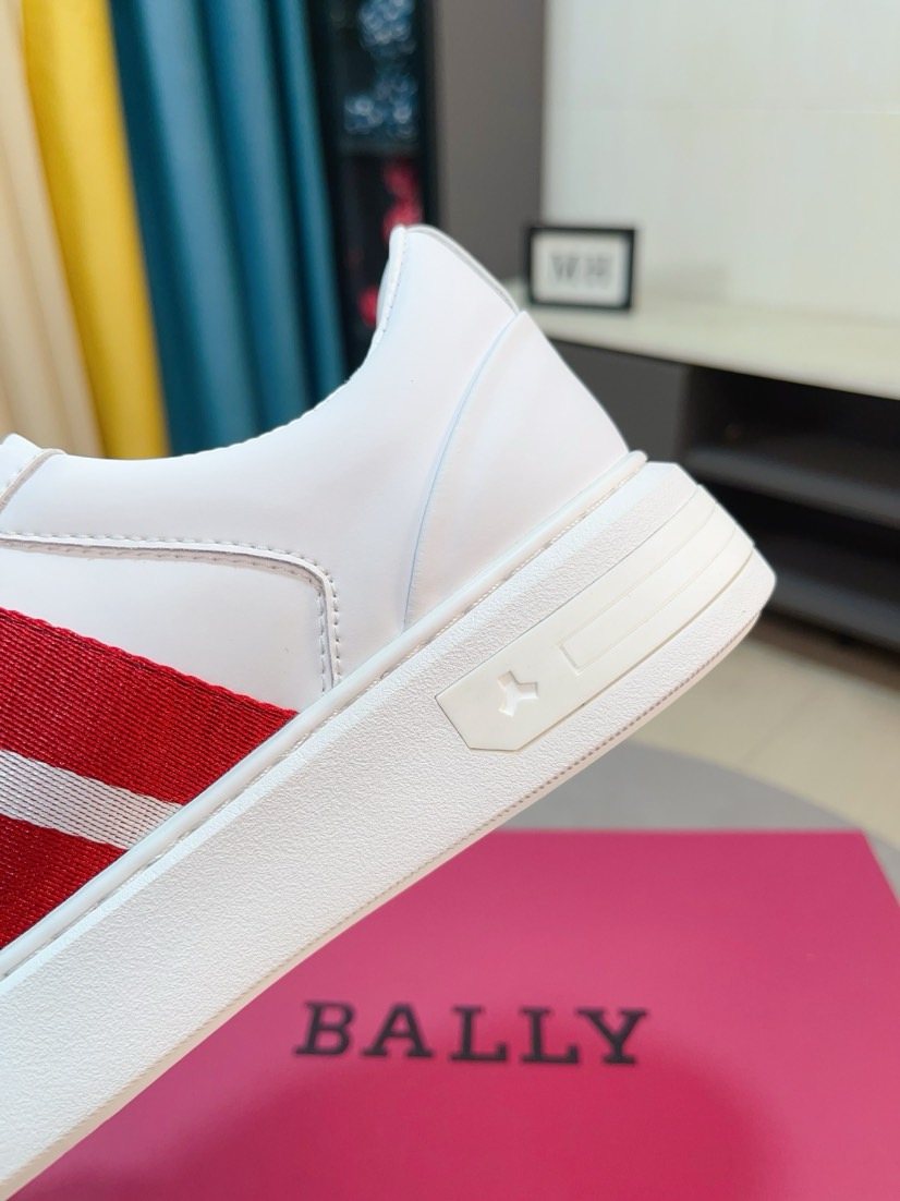 Bally White Red Stripe Sneakers