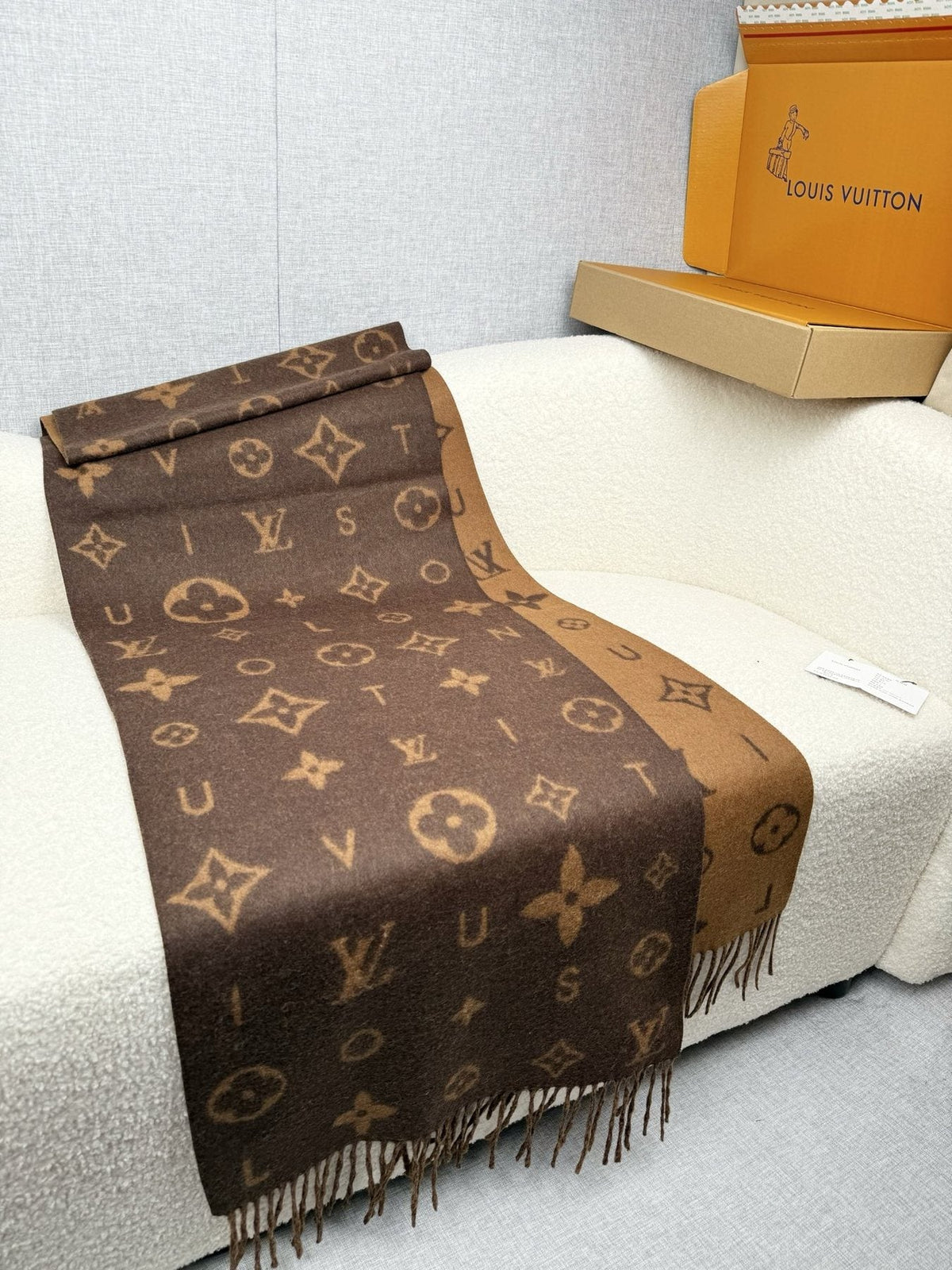 Louis Vuitton Reversible Monogram Fringed Scarf