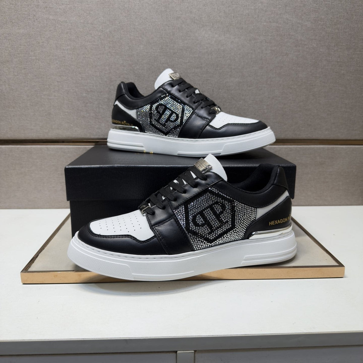 Philipp Plein Black and White Panel Sneakers