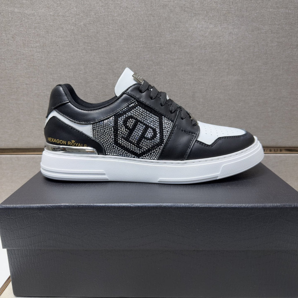 Philipp Plein Black and White Panel Sneakers