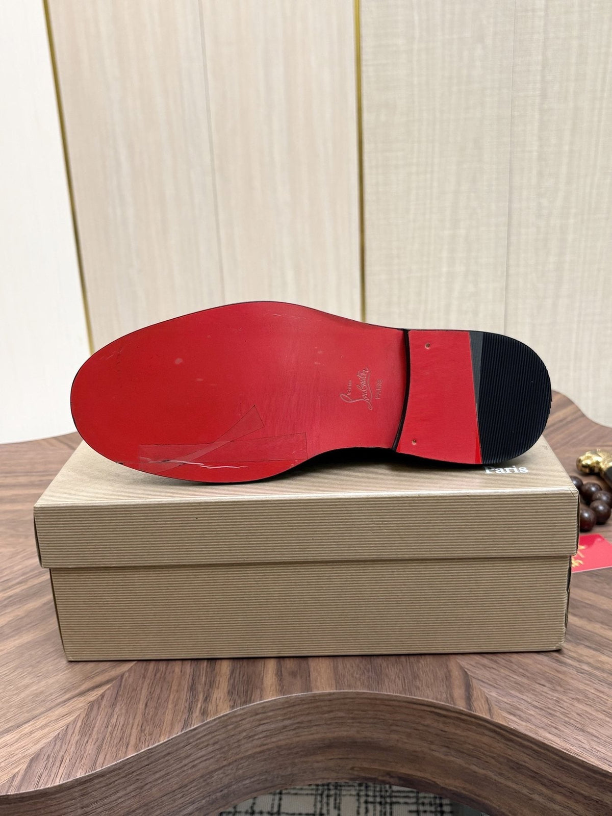 Christian Louboutin Black Lace-Up Dress Shoes with Red Outsole